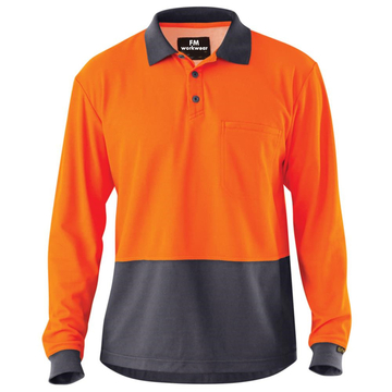 Custom two tone long sleeves Polo  shirt  hi visibility UV