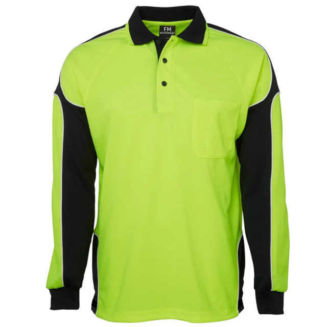 Custom two tone long sleeves Polo  shirt  hi visibility UV